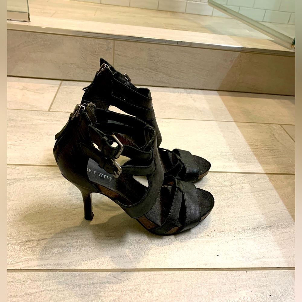 3 inch motorcycle style black heels by Nine West